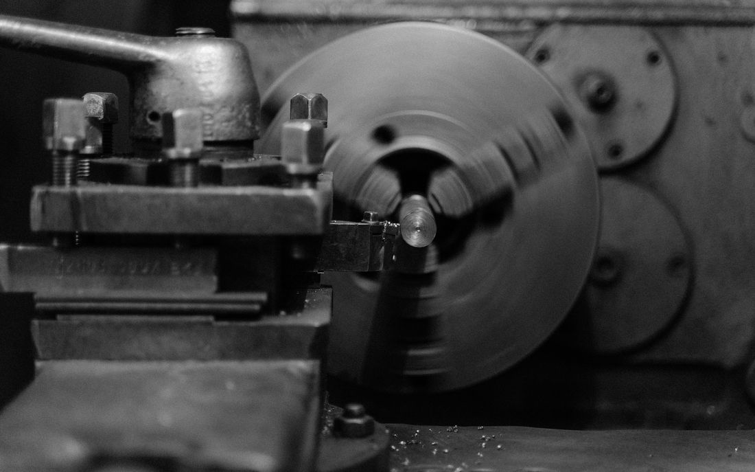Precision lathe in operation